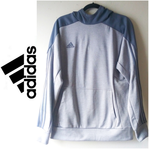 adidas Jackets & Blazers - ADIDAS 3 STRIPE PULLOVER HOODIE - GRAY